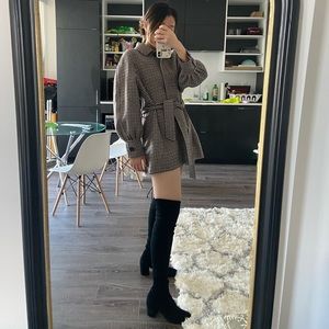 Maje houndstooth coat with belt